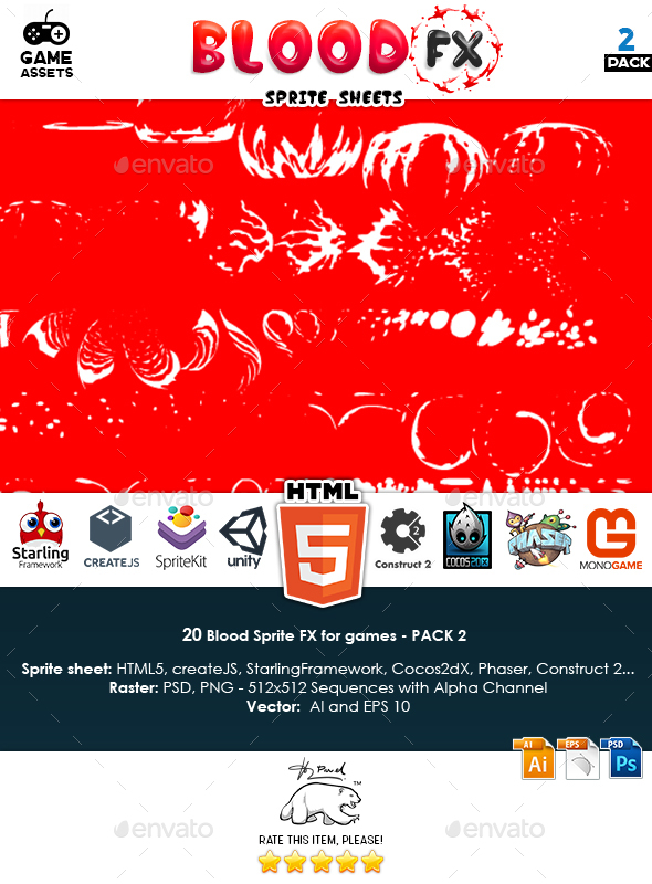 Blood Sprite FX for Games #2 - Sprites Game Assets