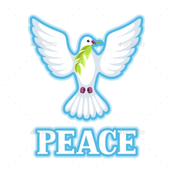 White Dove of Peace Bears Olive Branch - Animals Characters