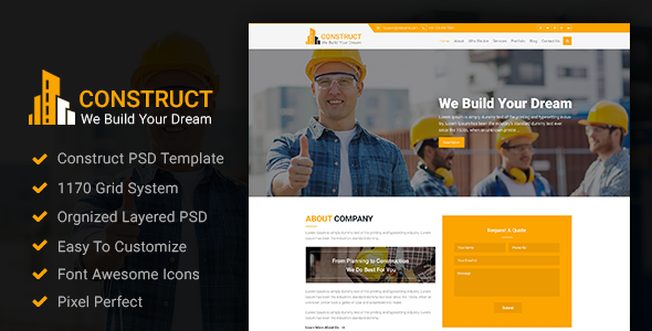 Construct - Construction PSD Template