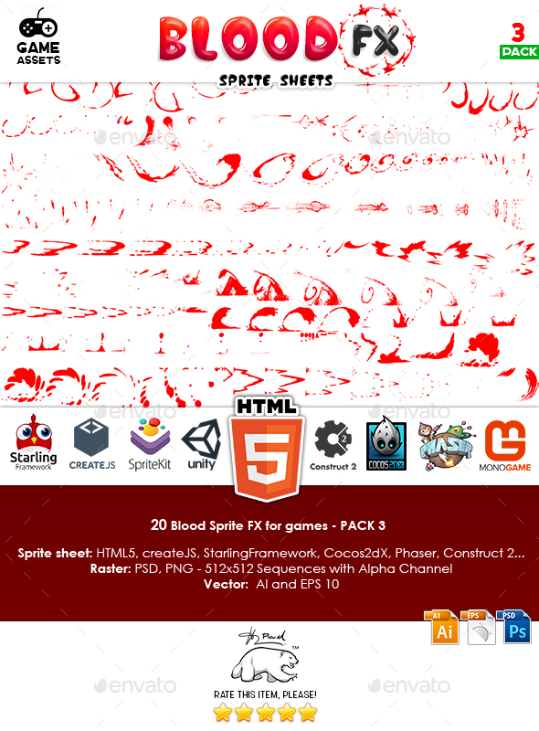 Blood Sprite FX for Games #3 - Sprites Game Assets