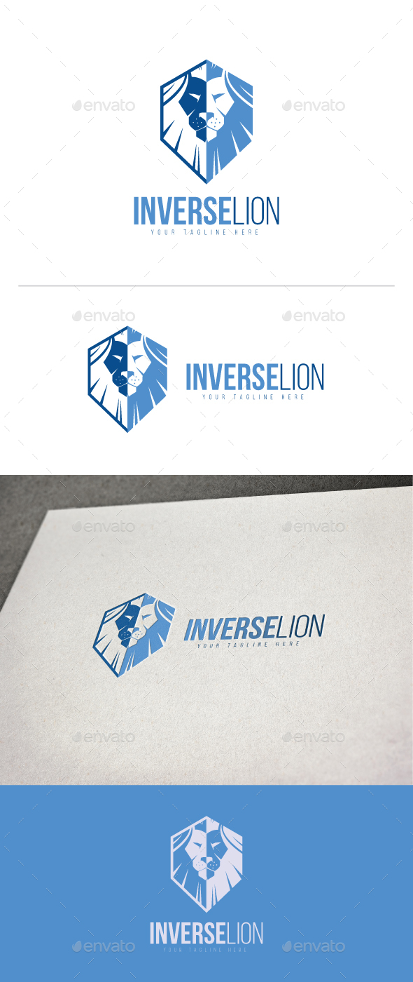 Inverse Lion Logo - Animals Logo Templates