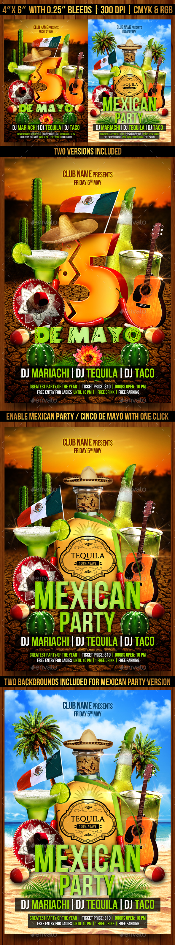 Cinco de Mayo and Mexican Party Flyer - Clubs & Parties Events