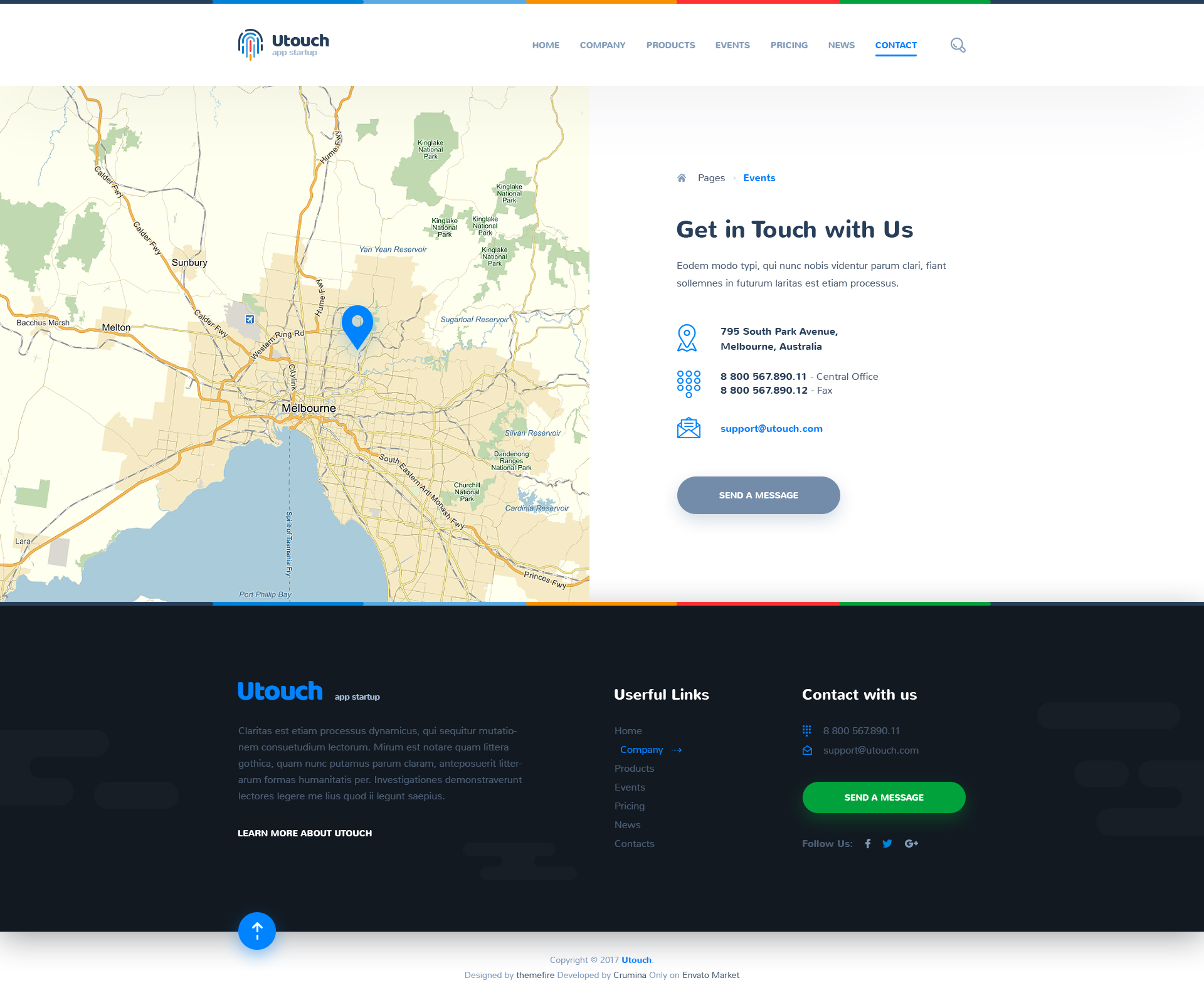 Utouch - App Startup Website PSD Template