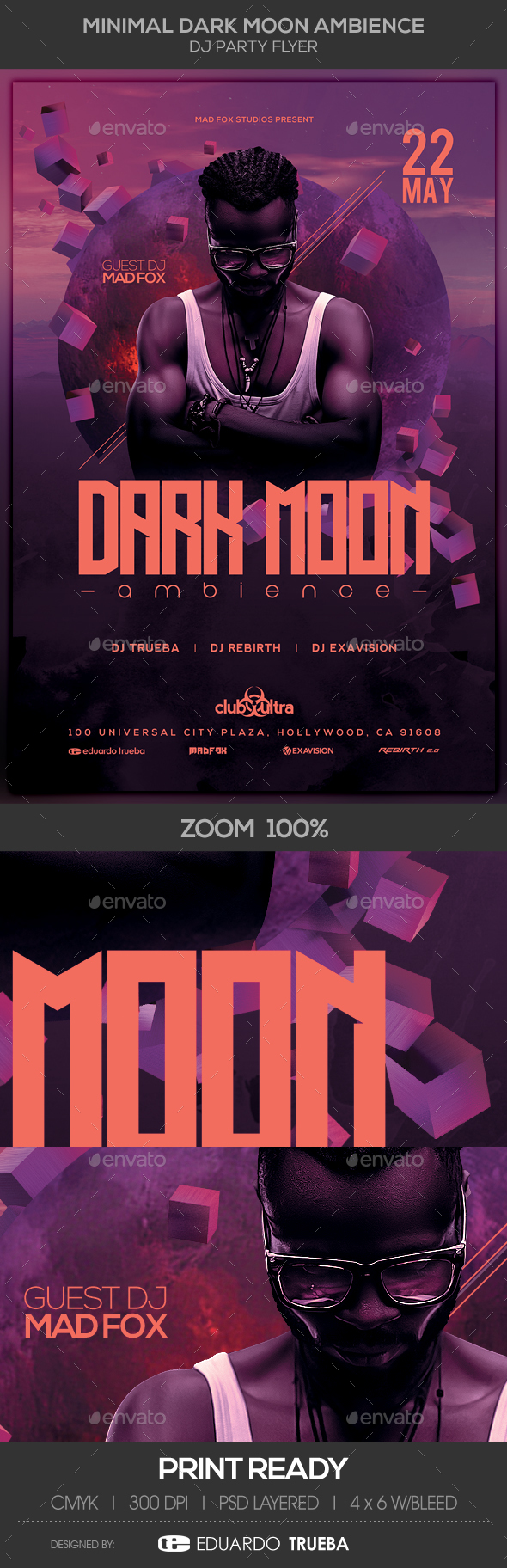 Minimal Dark Moon Ambience Dj Party Flyer - Clubs & Parties Events