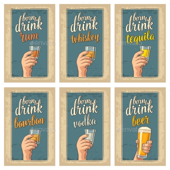 Male Hand Holding a Glasses with Alcohol - Miscellaneous Vectors