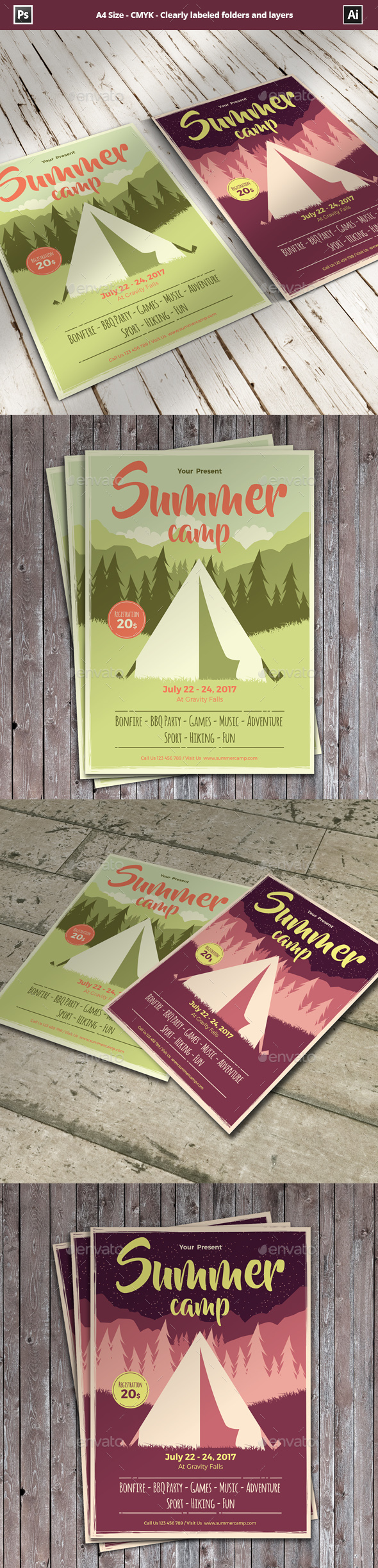 Summer Camp Flyer/Poster Template - Events Flyers