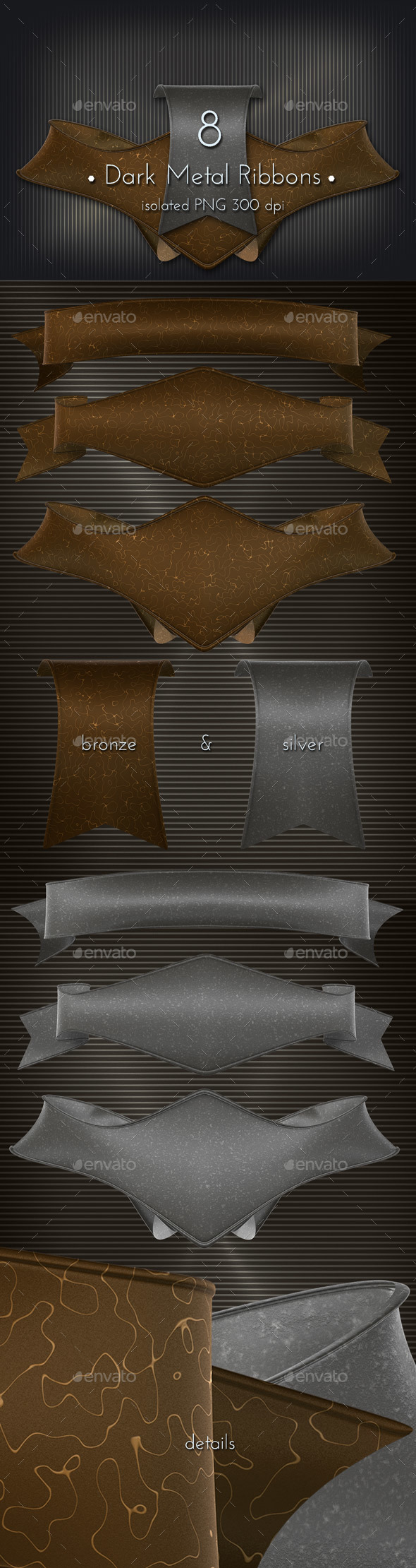 Dark Metal Ribbon - 3D Backgrounds