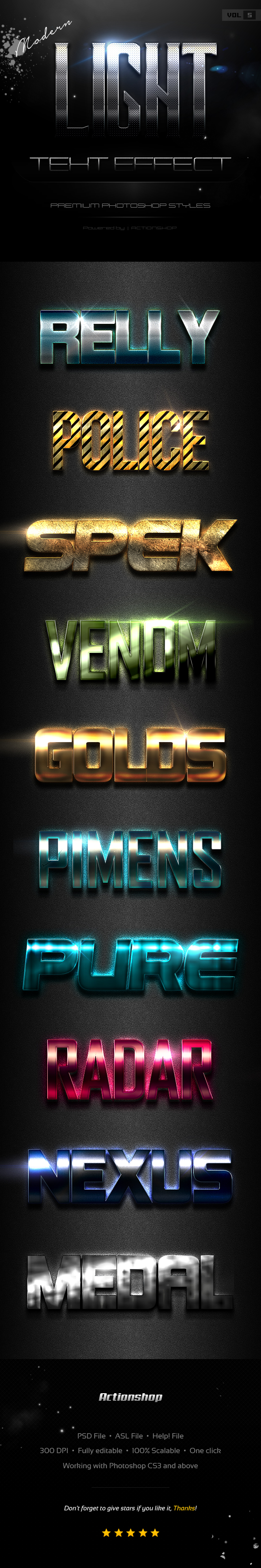 10 Modern Light Text Effects Vol.5 - Text Effects Styles