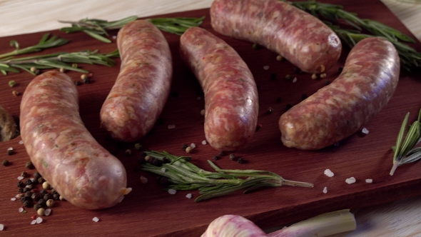 Raw Sausages , Garlic, Rosemary and Old Meat Grinder Parts