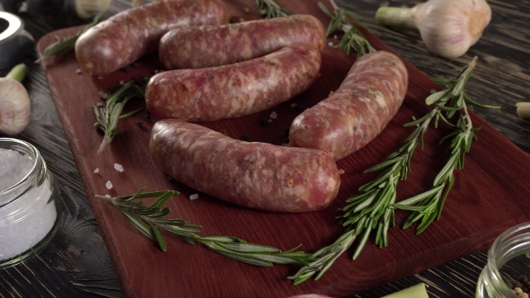 Raw Sausages , Garlic, Rosemary and Old Meat Grinder Parts