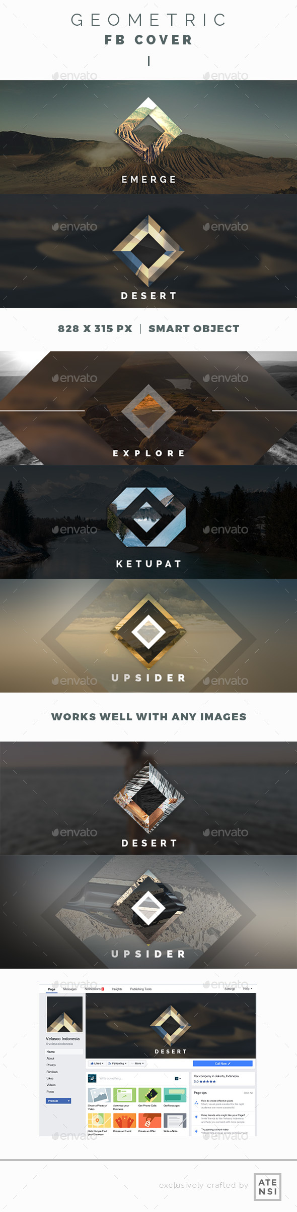 Geometric Facebook Cover - Social Media Web Elements