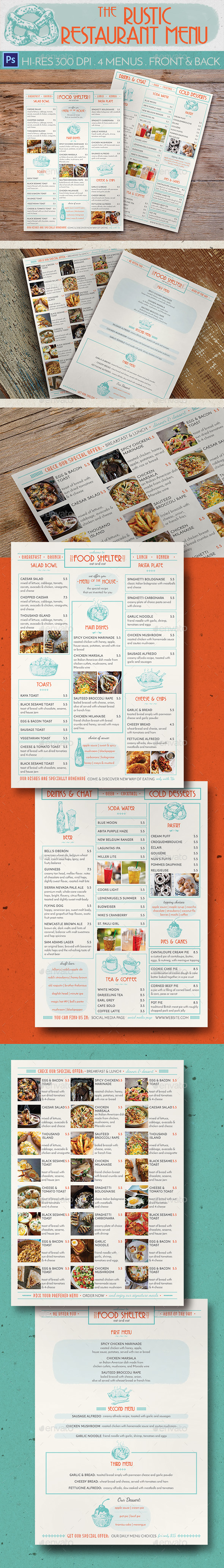 Rustic Restaurant Menu - Food Menus Print Templates