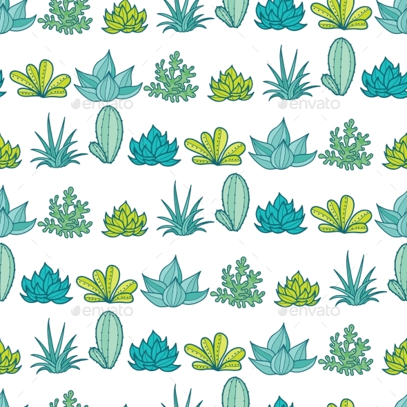 Vector Blue Green Stripes Seamless Repeat Pattern - Flowers & Plants Nature