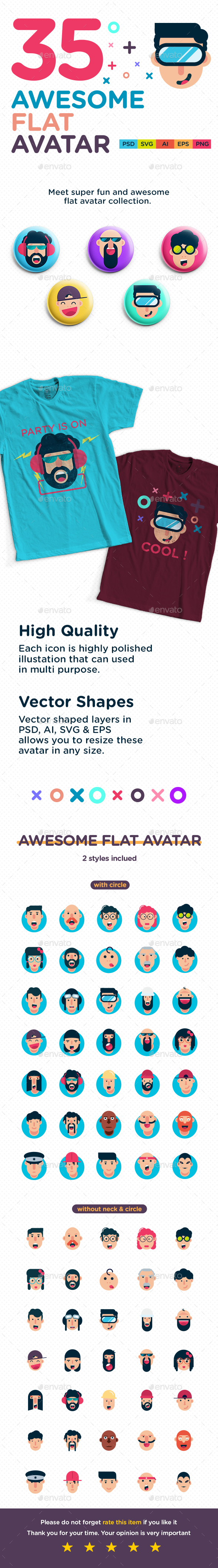 35 Flat Avatar - Characters Icons