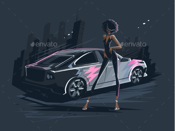 Girl at Auto Show - People Characters
