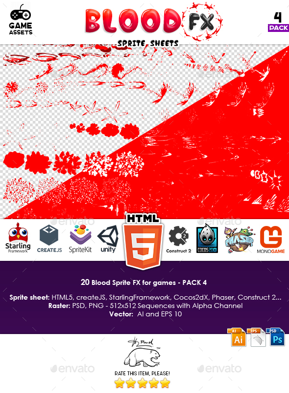 Blood Sprite FX for Games #4 - Sprites Game Assets
