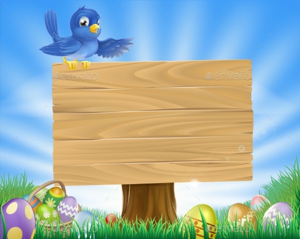 Bluebird Easter Cartoon Background - Animals Characters