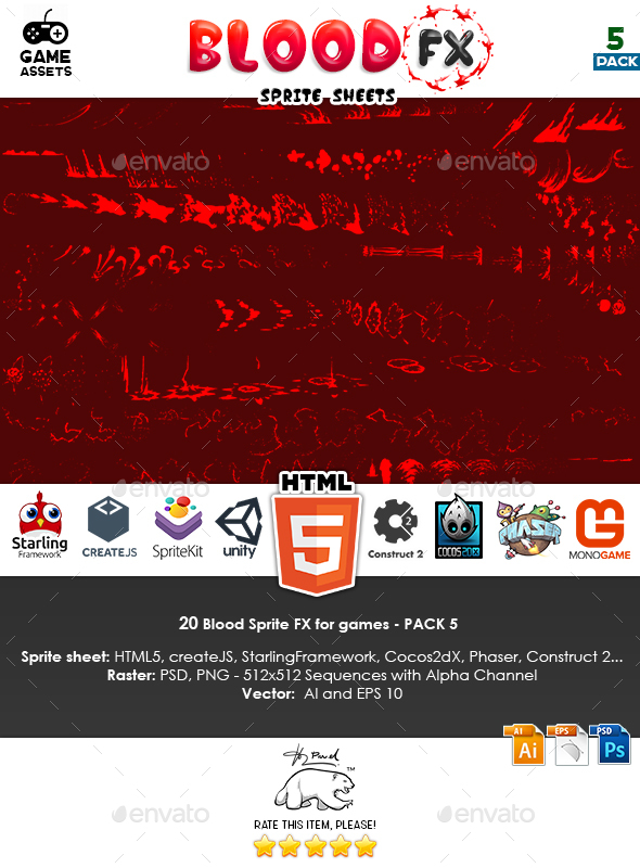 Blood Sprite FX for Games #5 - Sprites Game Assets