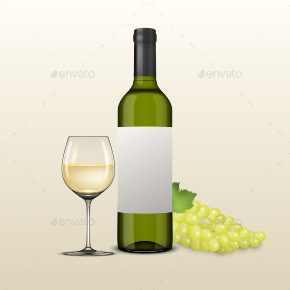 Vector Realistic Grapes Brunch and Wine - Food Objects
