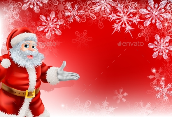 Red Santa Christmas Snowflake Background - Christmas Seasons/Holidays