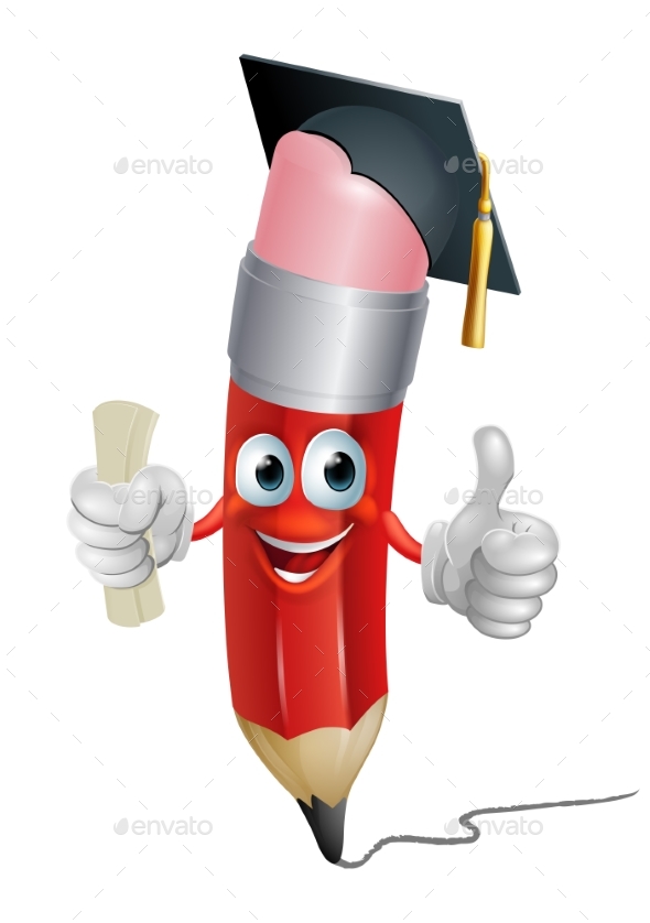 Pencil Mascot Graduating - Miscellaneous Characters