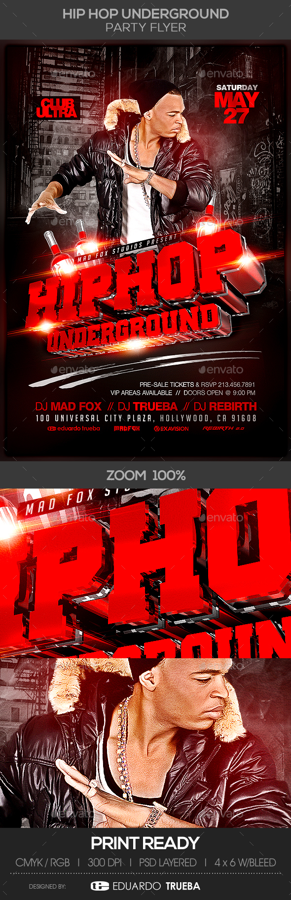 Hip Hop Underground Party Flyer - Clubs & Parties Events