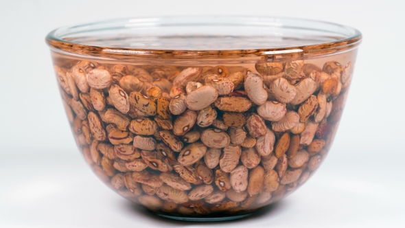Dried Orange Coloured Beans Absorb Water As They Soak Overnight To Rehydrate alt