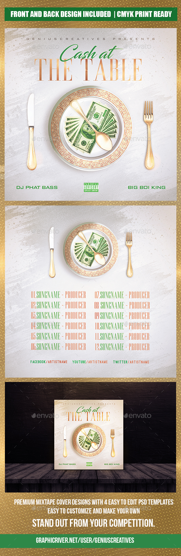 Cash Mixtape Cover - CD & DVD Artwork Print Templates
