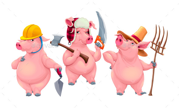 Three Little Pigs - Animals Characters