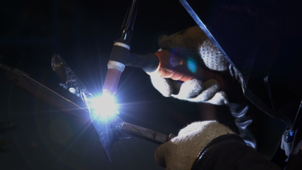 Metal Processing in the Forge. Argon Welding Copper. alt