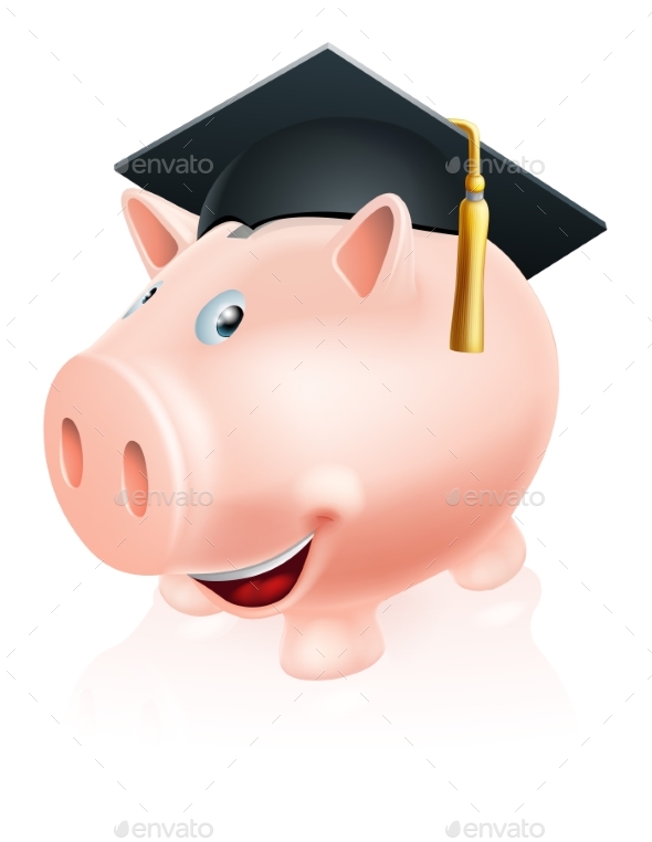 Education Savings Piggy Bank - Miscellaneous Vectors