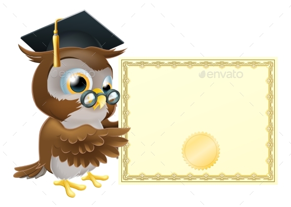 Owl Diploma Certificate Background - Miscellaneous Vectors
