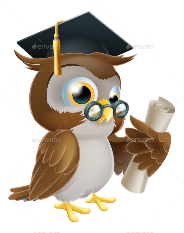 Owl with Degree or Qualification - Animals Characters