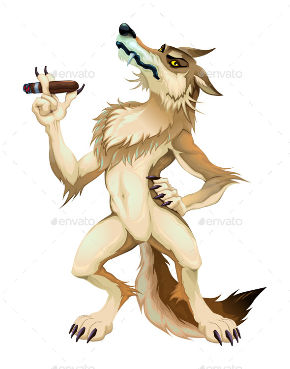 Big Bad Wolf with Cigar. - Animals Characters