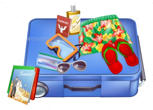 Suitcase and Vacation Items - Seasons/Holidays Conceptual