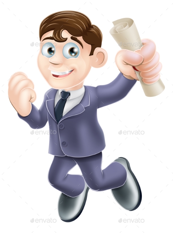 Businessman and Scroll - People Characters