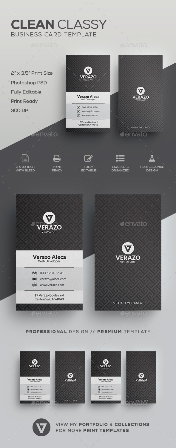 Clean Classy Business Card Template - Corporate Business Cards