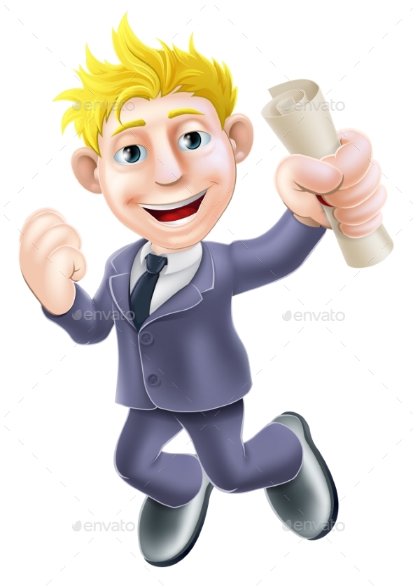 Jumping Businessman and Scroll - Miscellaneous Vectors