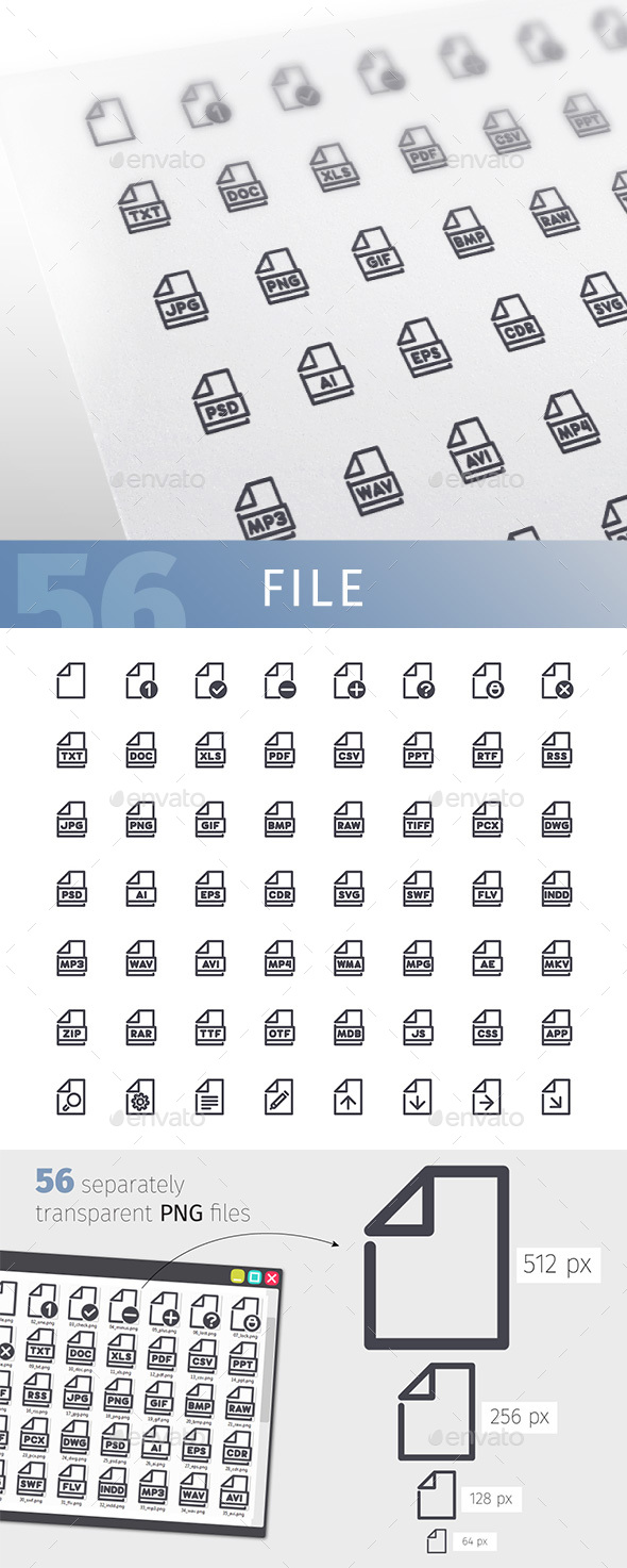 File Line Icons Set - Software Icons