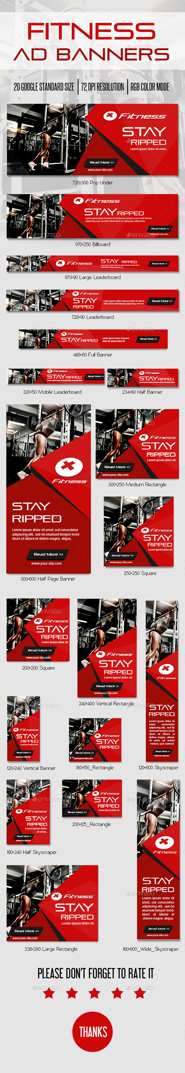 Fitness Ad Banner - Banners & Ads Web Elements
