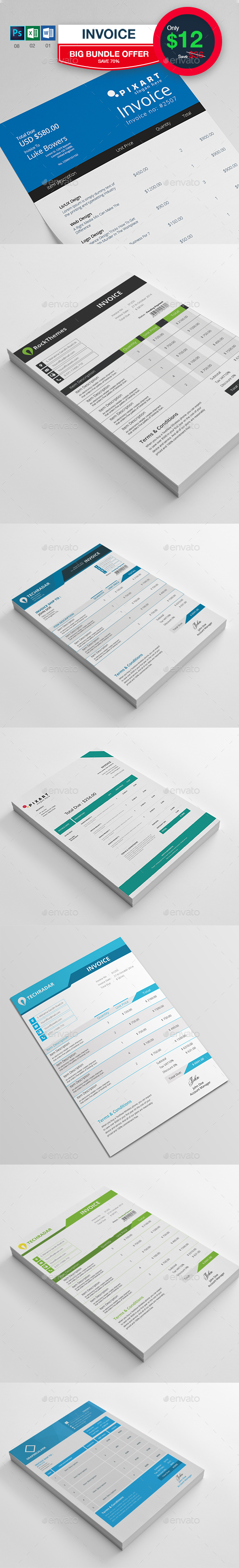 8 Invoice Bundle Offer - Proposals & Invoices Stationery