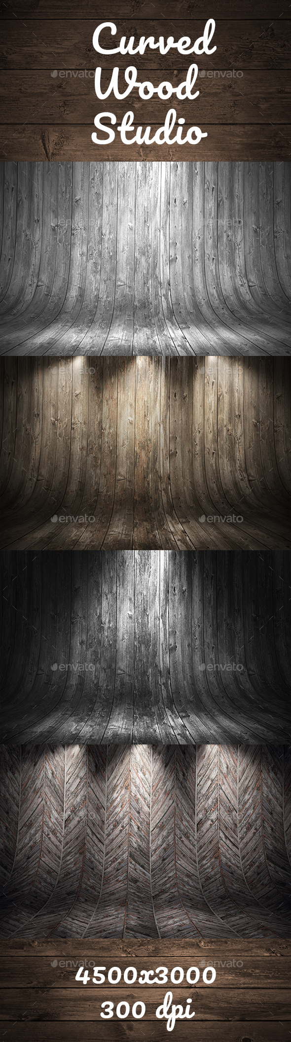 Old Grungy Curved Wooden Studio Background - 3D Backgrounds