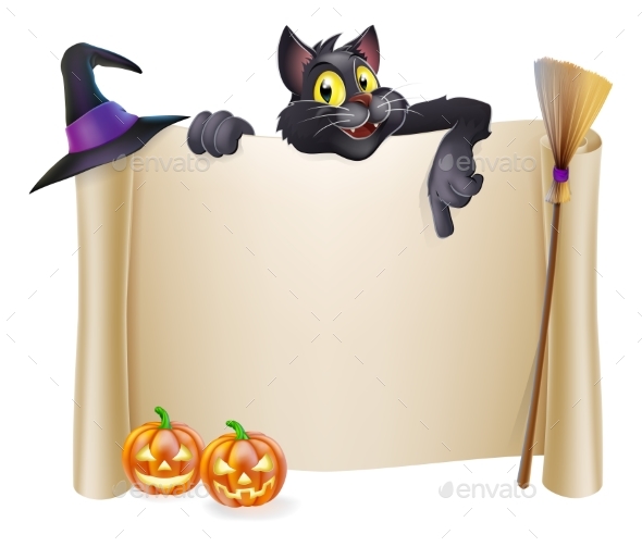 Halloween Scroll with Cat