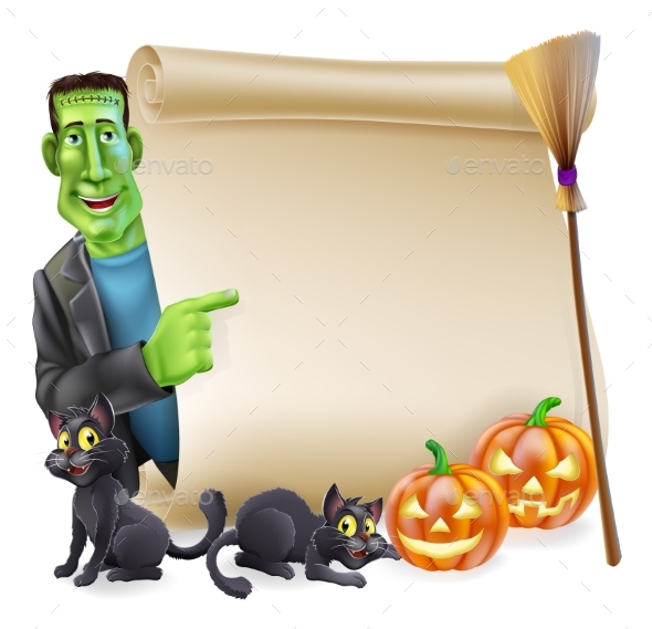 Halloween Scroll with Frankenstein