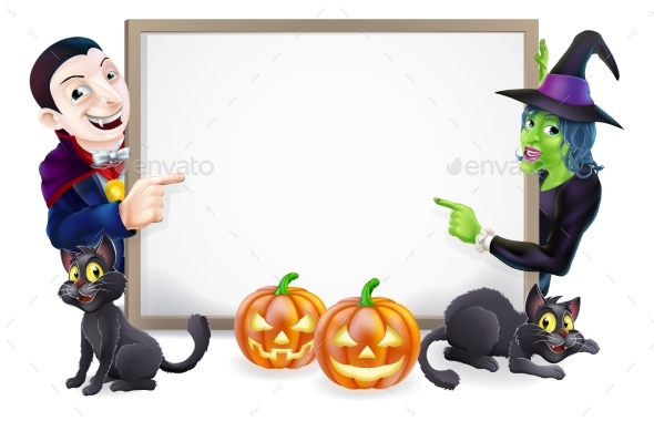 Halloween Dracula and Witch Sign