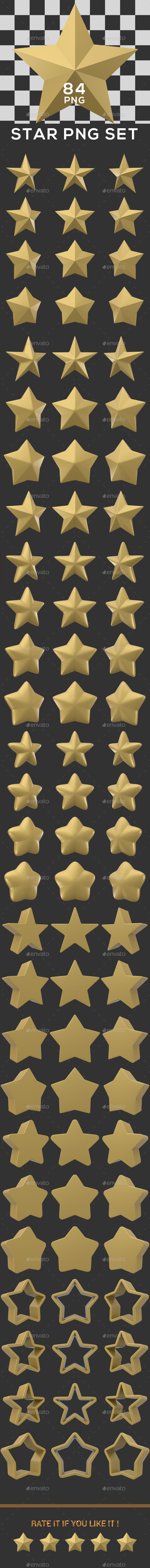 Star PNG Set - 3D Renders Graphics