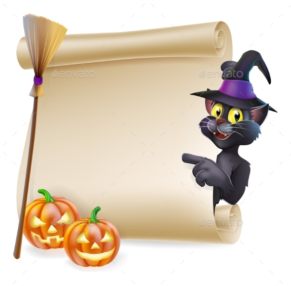 Halloween Black Cat Scroll