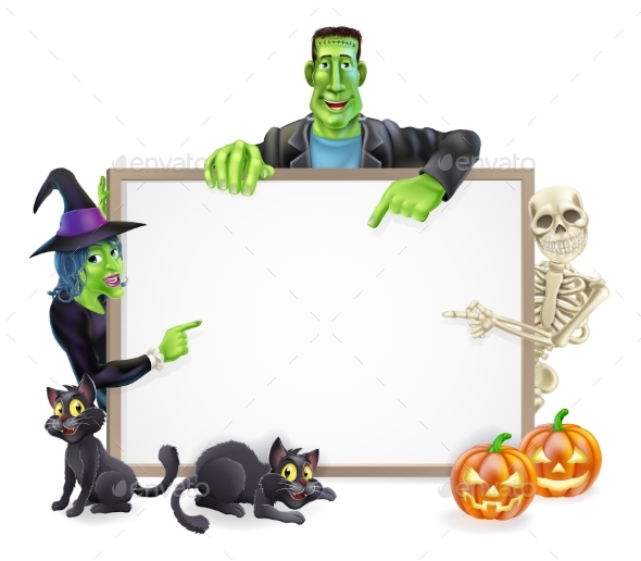 Halloween Monsters Background Sign