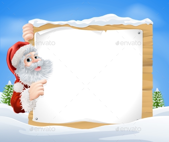 Snow Scene Christmas Santa Sign - Christmas Seasons/Holidays