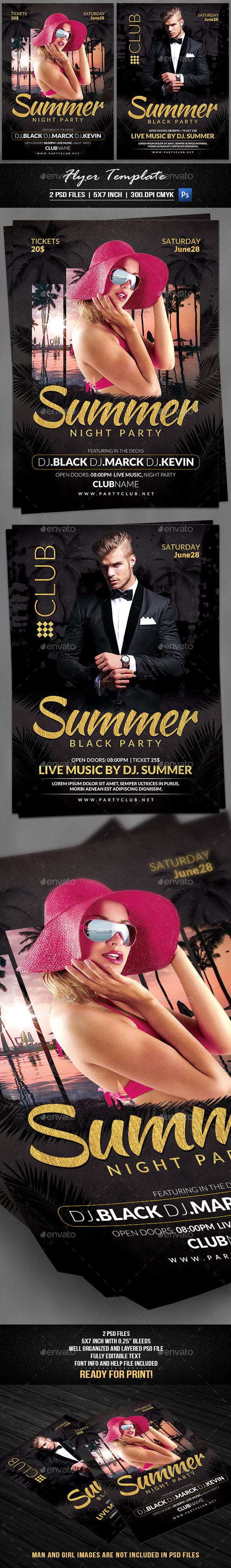Summer Night Party Flyer Template - Flyers Print Templates